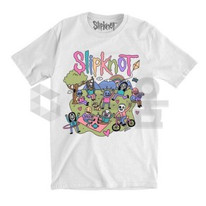 슬립낫 SLIPKNOT 캐주얼 카툰 반소매 티셔츠 남녀공용 라운드넥 봄 여름 반팔티