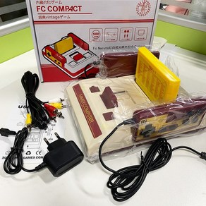 FC 레트로 비디오 게임 콘솔 AV-Out FC-Compact 500 빨간색 및 흰색 TV 가족 놀이, EU Plug, 01 EU Plug