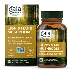 Gaia Herbs Lions Mane 노루궁뎅이버섯 영양제 40캡슐