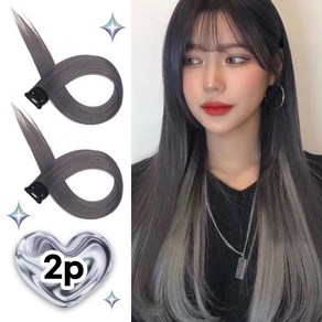 르미나인 옴브레 시크릿 붙임머리 2피스세트 컬러브릿지 똑딱핀컬러 헤어피스, 2개, 차콜그레이