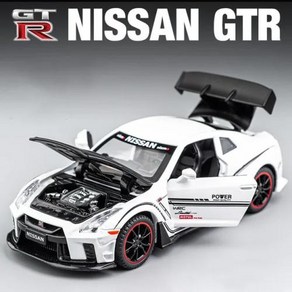 132 닛산 GTR R35 슈퍼카 합금 자동차 장난감 금속 컬렉션 모델 소리 및 빛, 1개, 1) no box1