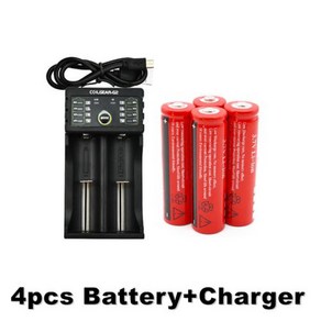 18650 배터리 37V 6800mAh 충전식 리튬 이온 배터리 Led 손전등 토치 배터리 litio 배터리 충전기, 2) 4 PCS, 4개