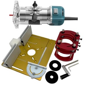 트리머가이드 라우터 리프트 시스템 및 알루미늄 테이블 삽입 플레이트 전기 트리머 목재 조각 슬로팅 머신 6 단 800W, 06 Yellow Set, 1개