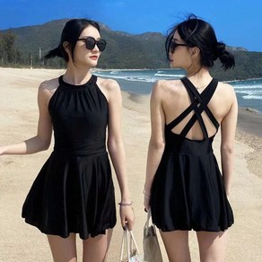 SAHINER 여성 패션 원피스 수영복 호캉스 수영복 AYY15, XL, 블랙
