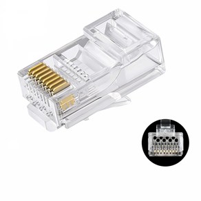 CAT6 RJ45 커넥터 8P8C 관통형 통과형 랜선 만들기 PC방 랜공사 케이블 공사 통신공사 RJ-45 100개입