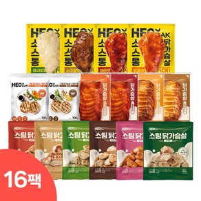 허닭 베스트 닭가슴살 맛보기 패키지, 100g, 16개