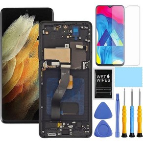 삼성 갤럭시 S21용 AMOLED 프레임 포함 5G 화면 교체 수리 도구 SM-G998u G998a G998w LCD 터치 디스플레이 디지타이저 6.8인치 블랙, 1개