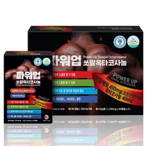 파워업 쏘팔옥타코사놀 4개월분 1300mg X 120캡슐 쏘팔메토열매추출물 410mg 옥타코사놀 40mg, 2개, 60정