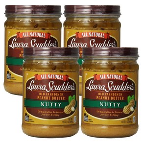 Laua Scuddes Old fashioned peanut butte Nutty 로라 스커더스 올드 패션드 피넛 버터 너티 454G 4팩, 4개