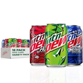 Mountain Dew 소다, 2가지 맛 Baja Blast 버라이어티 팩, 12 Fl Oz (Pack of 18), 350ml