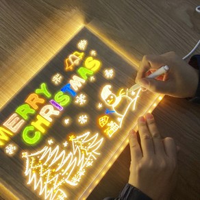 블레오 LED 무드등 아크릴판 메모 네온사인 DIY 카페 보드판 + 7가지펜, 20*20cm