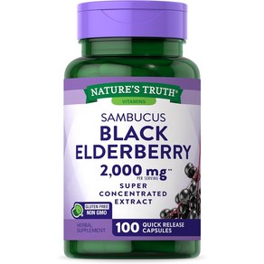 네이처스트루스 삼부커스 블랙 엘더베리 2000mg Natue's Tuth Sambucus Black Eldebey, 2개, 100정