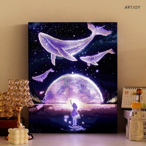 아트조이 DIY LED 보석십자수 (캔버스형) 꿈꾸는 고래 (리뉴얼) 40x50cm, 1개