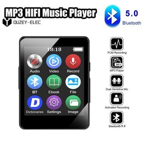 LP턴테이블 턴테이블스피커 블루투스 50 무손실 MP3 음악 플레이어 HiFi 휴대용 오디오 워크맨 FM eBook 녹음기 MP4 비디오 177 인치 화면, 1)Black  8GB