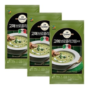 CJ 고메 브로콜리 크림수프 180g x4개 x3봉 (12인분) / 대용량 대량 즉석 간편 스프 씨제이밥 씨재이, 720g, 3개