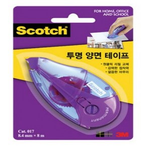 3M 스카치 한 손으로 쓰는 양면 테이프 017D 8.4mm x 8m, 투명, 5개