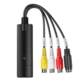 EasyCap USB 2.0 쉬운 모자 비디오 TV DVD VHS DVR 캡처 어댑터 쉽게 캡 USB 비디오 캡처 장치 지원 Win10, 검정, 하나