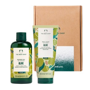 더바디샵 **촉촉보습** 초록의 향**올리브 샤워젤 250ML +올리브 바디로션 200ML 2종 선물세트(선물포장), 1세트