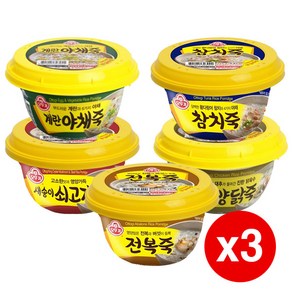 오뚜기 죽5종 세트(전복+쇠고기+야채+참치+닭), 3세트