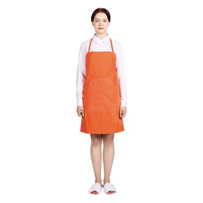 네오브릭 방수앞치마 단면코팅 소(주머니) 목끈형 65X73 27colo, 오렌지/무광, 1개
