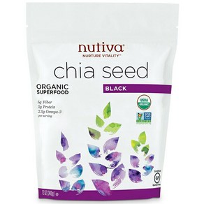 뉴비타 Nutiva OganicChia Seed Black 치아씨드 12 oz (340 g), 1개