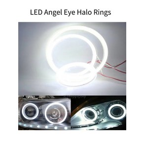 주간 주행 LED 헤드라이트 램프 COB 엔젤 아이즈 자동차 헤일로 링 조명 DRL 12V 60mm 70mm 80mm 90mm 95mm 100mm 110mm 120mm 2 개, [03] WHITE, [01] 60mm, 2개