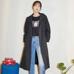 베스띠벨리 23S/S 사이드 트임 스트링 후드 롱 자켓 BGN2604BKP