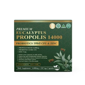 프리미엄 유칼립투스 프로폴리스 14000 프로바이오틱스 아연 PREMIUM EUCALYPTUS PROPOLIS 14000 PROBIOTICS 10 Bil ZINC 120cap, 1개, 120정