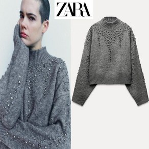 자라 겨울 여성 보석 페르시 풀오버 스웨터 ZARA