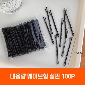 하루모리 두피가 아프지 않은 웨이브형 물결 머리고정 실핀 대용량 100P, 100개, 블랙