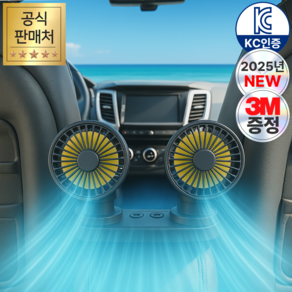 [12v 24v겸용] 휴이즈 뒷좌석까지 시원한 차량용 듀얼 선풍기 서큘레이터 3M 증정, 22 * 15.5cm, 카본블랙