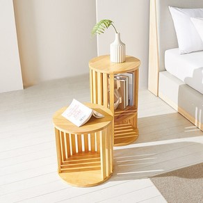 Neum side table 원형 원목 협탁 1단 2단, 네츄럴_nm258-1