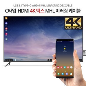 펜타그램 C타입 to HDMI 스마트폰 TV 모니터연결 MHL 미러링 케이블 2M 3M, 충전:2M_레드+블랙