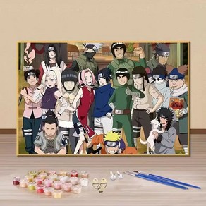 NARUTO-나루토 애니메이션 만화 캐릭터 유화 DIY 아트 취미 그림 명화그리기 장식, 유화세트 (액자x), 30x45cm, 옵션 L, 1개