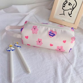 떨샵 스마일래빗 대용량 필통 파우치 볼펜 케이스, 래빗핑크