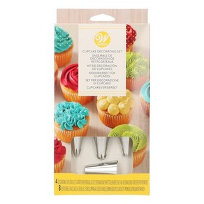 Wilton Cupcake Decoating Set Piping Bags And Tips Set Steel Icing Tips With Plastic Decoating B, 1개