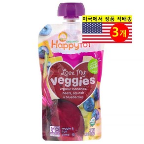 Happy Family Oganics 9개월 이상 유아용 4단계 이유식 러브 마이 베지스 120g 1개, 3개