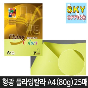 삼원특수지 칼라복사지 플라잉칼라 A4(80g) 25매입 1속, 1개, Q-4(형광노랑)