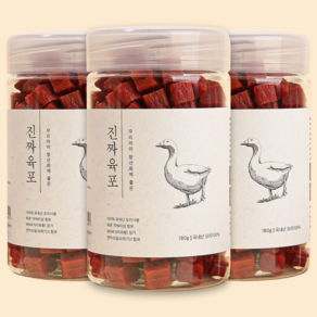 진짜육포 강아지 간식 져키 180g, 오리고기, 3개