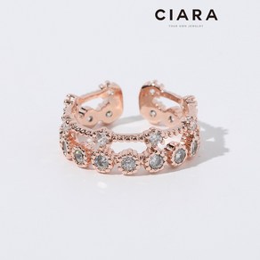 CIARA 14K Peego 투라인 크라운 스톤 샤이닝 반지(GoldPlated)