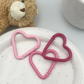 흐뭇마켓 하트 카라비너 키링 악세사리 알루미늄 등산 고리 캠핑 비너 가방 열쇠고리, 핫핑크, 5개