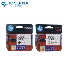 HP 정품잉크 HP680 F6V27AA F6V26AA HP3635 HP3835 HP4535, 1개, 03_HP 정품잉크 HP680 검정 컬러 세트