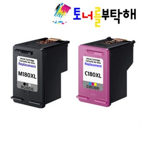 삼성 INK-M180XL INK-C180XL 3배 대용량 잉크 SL-J1660 SL-J1663 SL-J1665 SL-J1770FW, 1세트, 검정+컬러 잉크 1세트