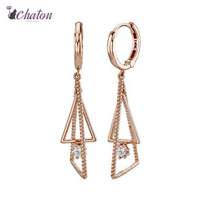 샤똥 Chaton 14K 트라이앵글 벨 귀걸이 du313e