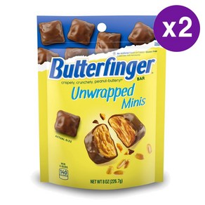 버터핑거 업랩드 미니스 피넛버터맛 초코바 Buttefinge Unwapped Minis, 2개, 226.7g