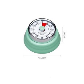 SHIMOYAMA 알람 주방 타이머 라운드 기계식 카운트다운 시간 알림 요리 베이킹 숙제 교육 타이밍 시계 자석 포함, 2) Mint geen, 1개