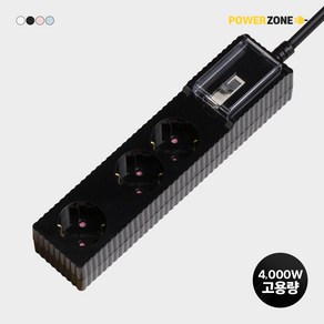 파워존 4000W 국산 고용량 웨이브 멀티탭 과부하차단 3구 50cm 1.5m 3m 5m 7m, 과부하차단 3구50cm블랙, 1개