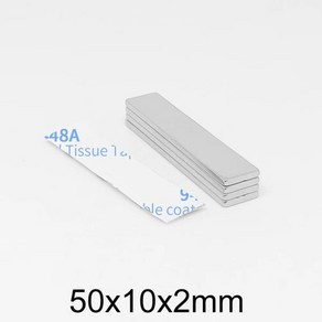 2/5/10/20/50PCS 50x10x2mm 얇은 블록 3M 테이프와 강력한 희토류 자석 50*10*2 직사각형 네오디뮴 자석 시, 5 PCS