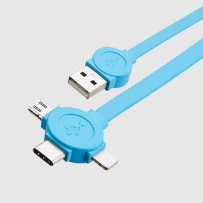 USB 3IN1 멀티 고속 충전 케이블 5핀 C타입 8핀 PC방, 블랙, 1개