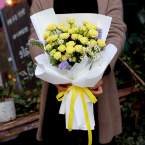 심플 미니장미 꽃다발 생화꽃다발 장미꽃, 옐로우사이즈업, 1개